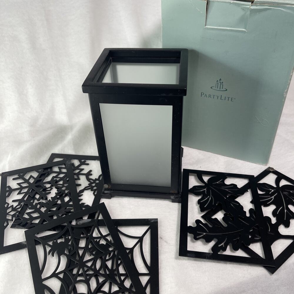 Partylite Change-O-Luminary Candle Holder P8977 Web / Leaves /Snowflakes